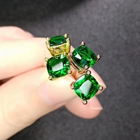 charm princess cut green stone stud earrings for women