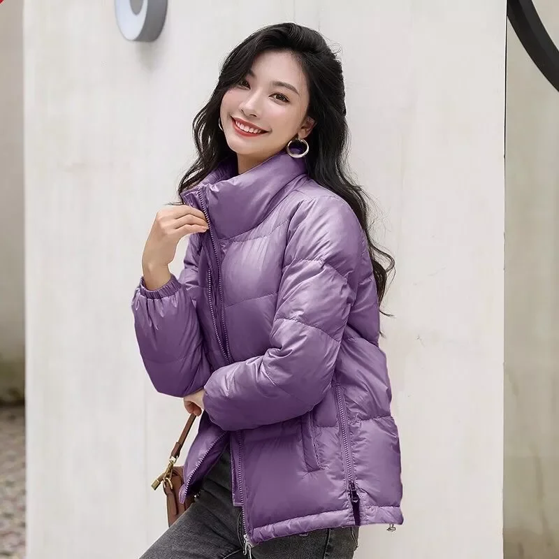 New2022 Autumn Winter Jackets Solid Short Style Ladies Warm Coat Zipper Pockets Quilted Fashion Casual Outerwear for Female
