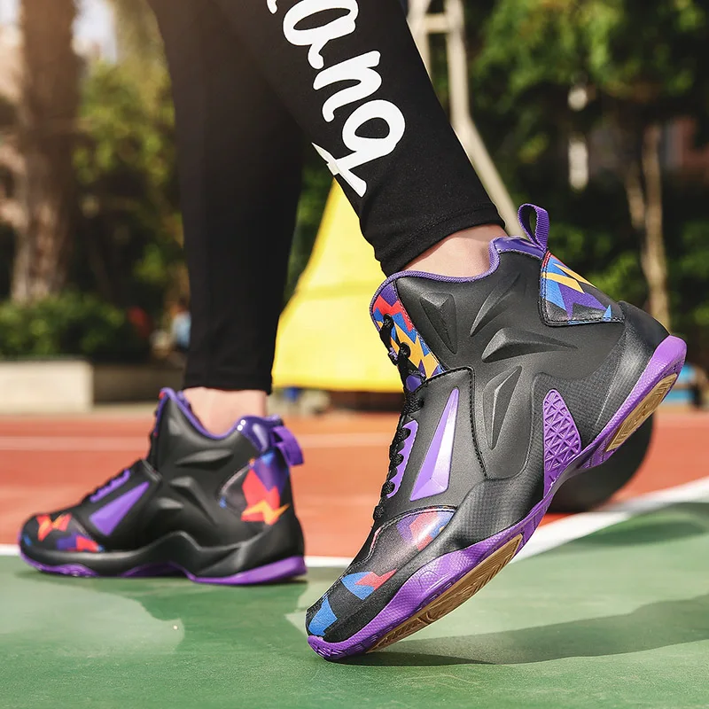 Men Women Basketball Shoes Lace-Up High Top Stable Breathable Sneakers Outdoor Couple Trend Athletic Shoes
