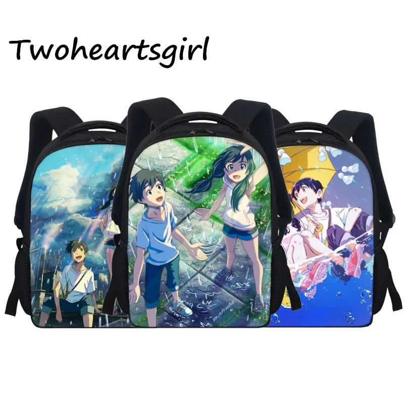 

Twoheartsgirl Children Mini Schoolbags Anime Weathering with You Print School Bag Kid Boys Girls Back to School Rucksack Mochila