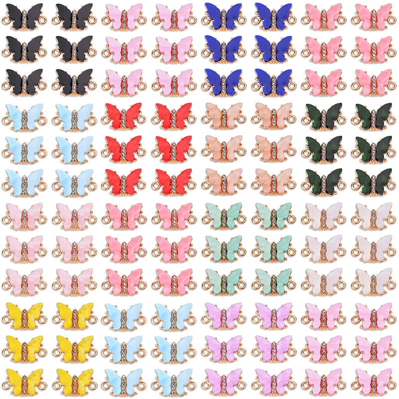 

Peixin Colorful Resin Shiny Butterfly Animal Connector for Couple Bracelet Necklace DIY Jewelry Making Charm Ornament Wholesale