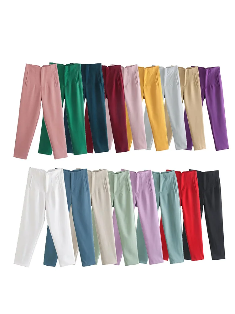 Icclek Spring Women's Pant Solid Casual Harem Pants Office Formal Ladies Pant Loose High Waist Chic Khaki Black Trousers Vintage