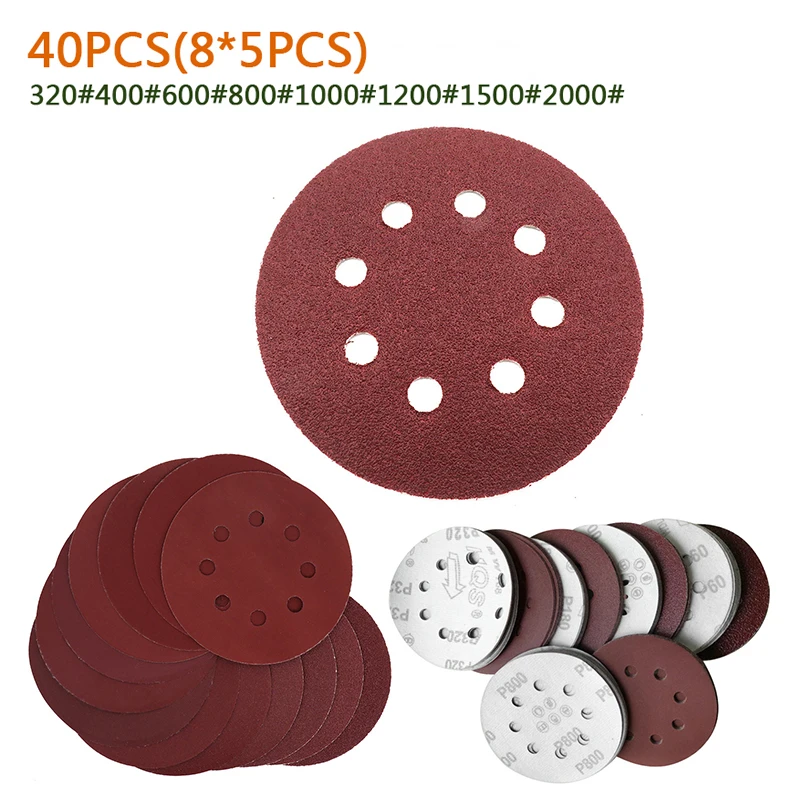 

40pcs Alumina Red Dry Sand Disc Sandpaper Wall Polished 32-2000 Grit Accessory