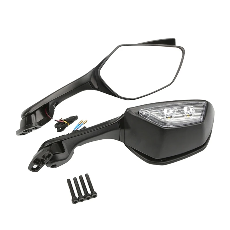 

Motorcycle Rearview Mirror with LED Lights Stylish Side Mirror Simple Installs