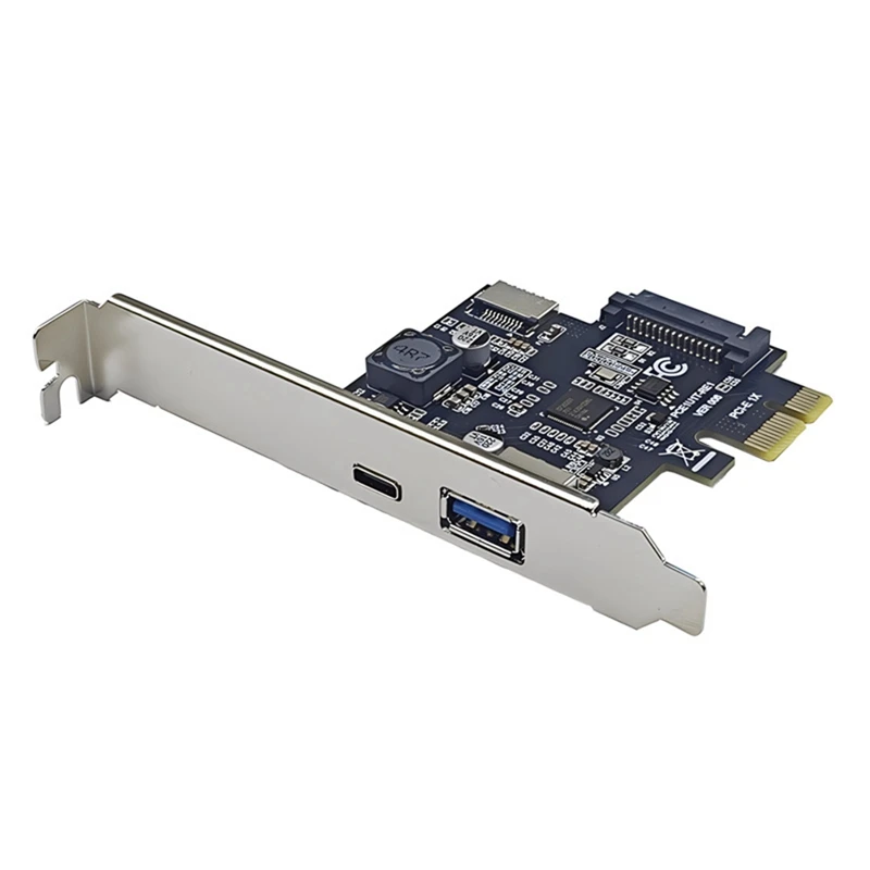 Фото Новый! !PCI-E 1X к USB3.2 GEN1 USB-A+Type-C+TYPE-E Передняя карта адаптера Pcie к Type-C Type-E USB3.2 Карта расширения 5 Гбит/с №1
