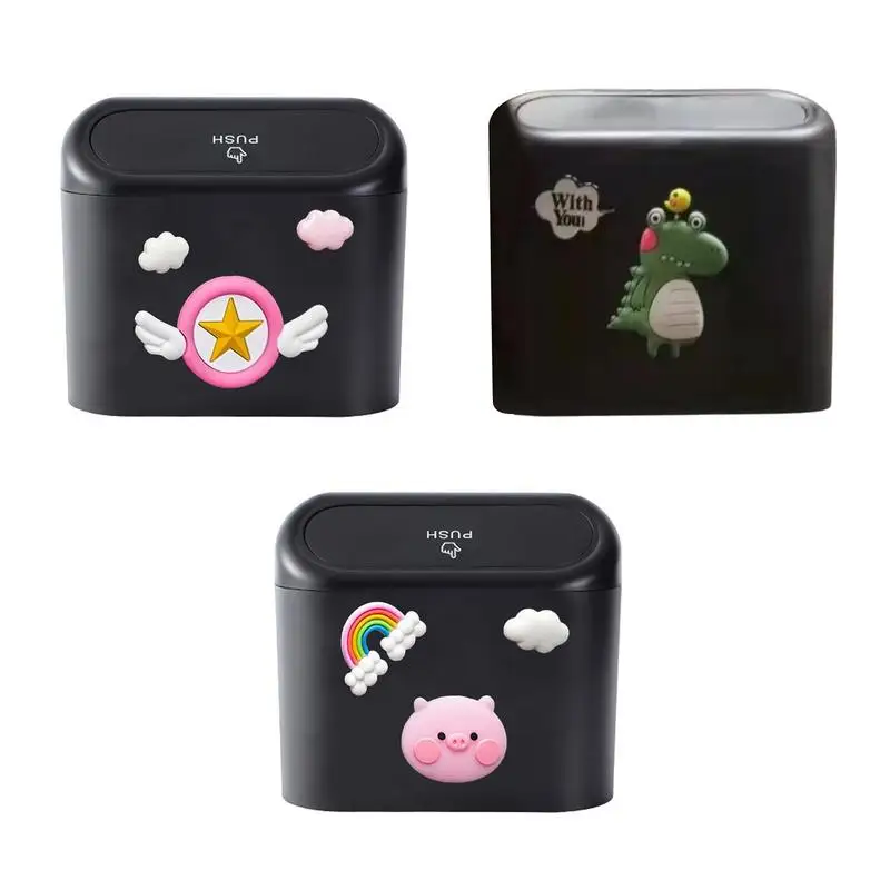 

Car Trash Bin Waterproof Car Waste Basket Waterproof Car Garbage Can Cute Leak-Proof Car Trashcan For Vehicles Office Home