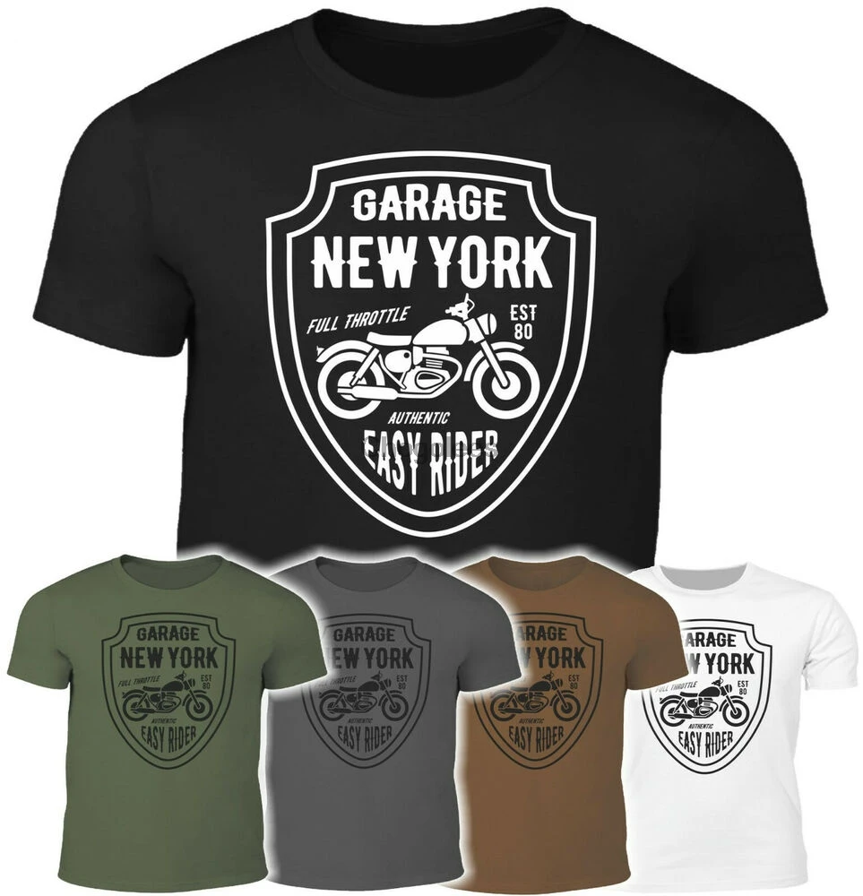 Мужская Байкерская футболка с надписью Garage Нью-Йорк мотоциклетная одежда на