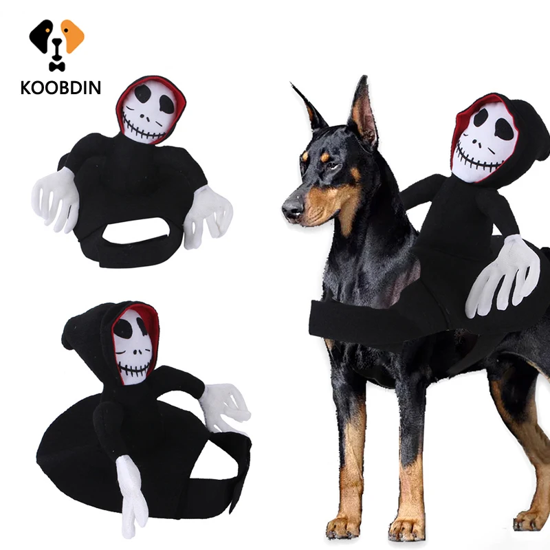 

Funny Halloween Pet Cospaly Riding Skull Costumes Cat Dog Clothes 2022 Halloween Costumes for Party Festival Pet Supplies