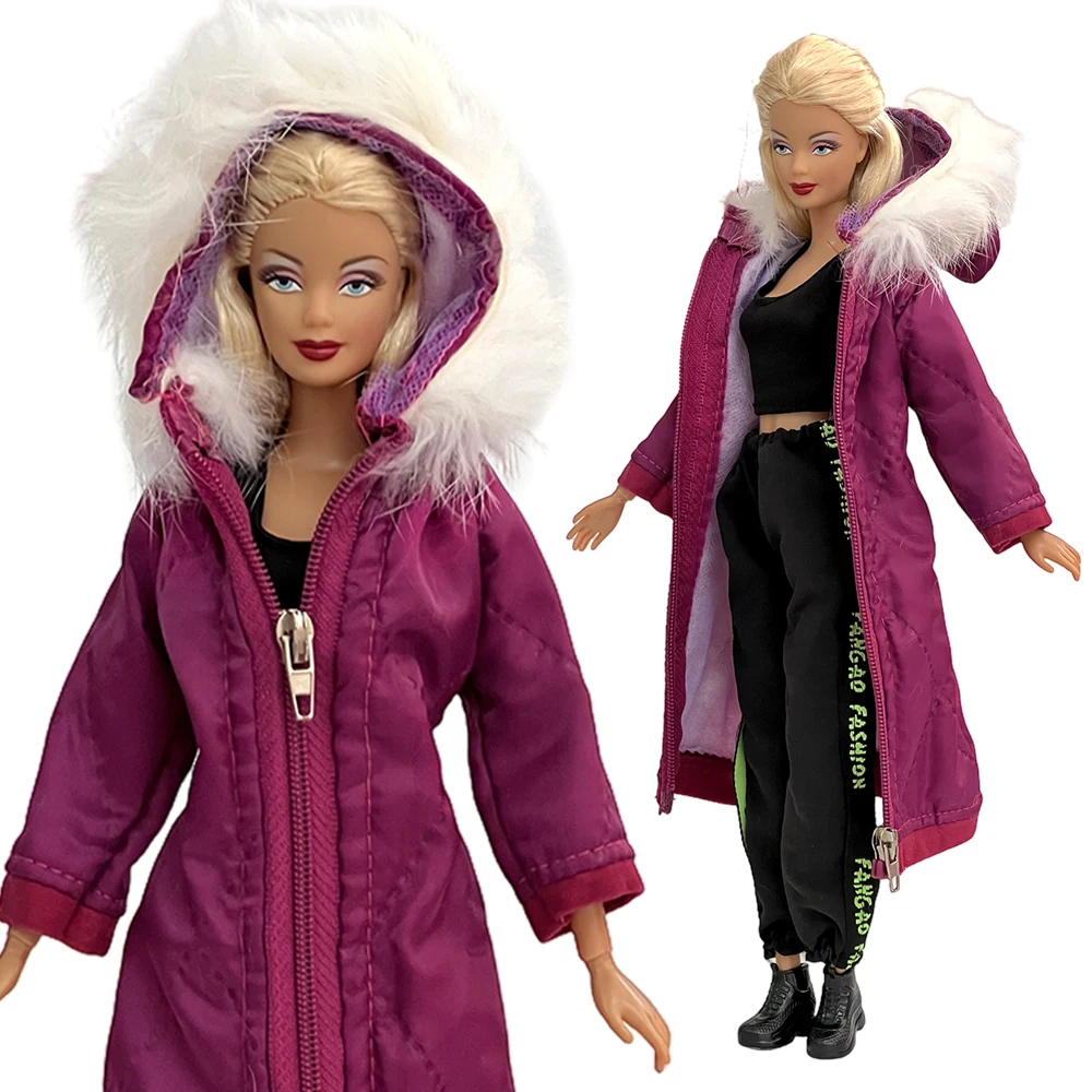 

NK Official 1 Pcs Winter Warm Wear Long Coat for Barbie Doll Outfit Clothes Parka For 1/6 BJD Doll Jacket 1:6 Dolls Accessories