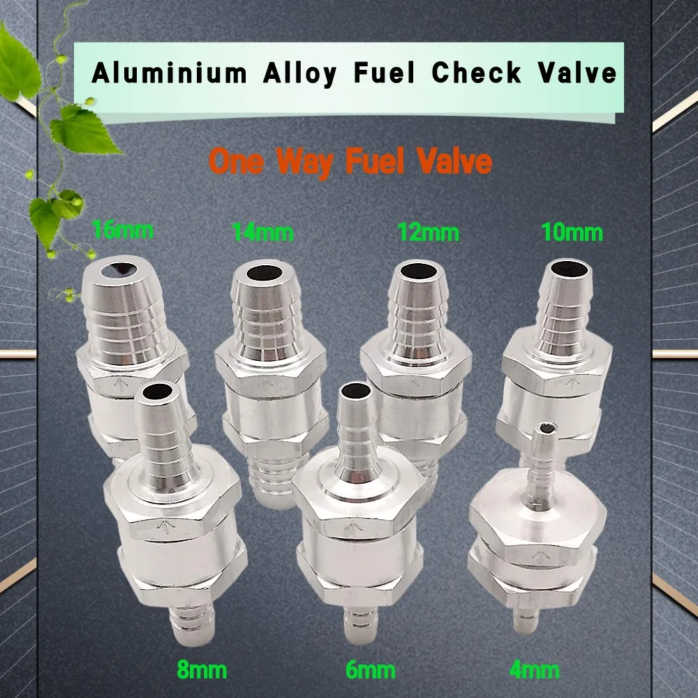 

Односторонний клапан, 1 шт., 6/8/10/12/16 мм, алюминиевый сплав, автомобильная топливная линия, обратный клапан, односторонний обратный клапан, Серебряный клапан