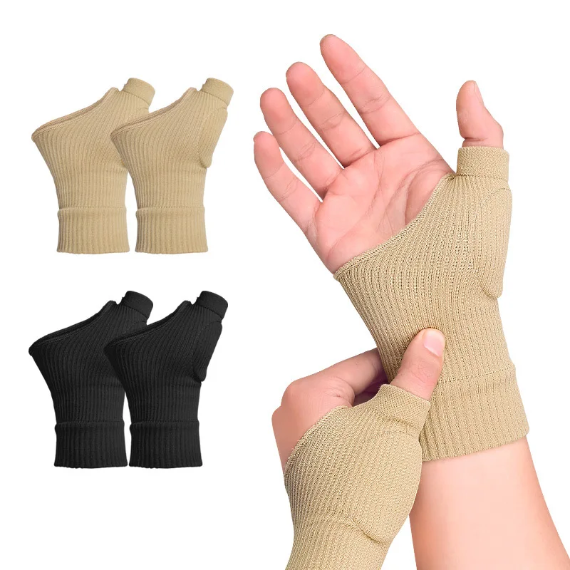 Fitness Half-finger Gloves Wrist Guard Palm Men's And Women's Joint Sports Sprain Elastic Wristband To Keep Warm And Cold 1Pair