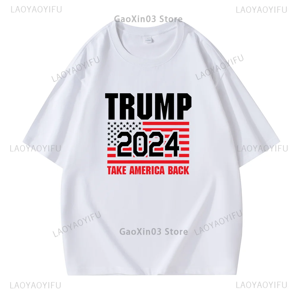 Мужская одежда топы с принтом на спине изображением Трампа 2024 футболки