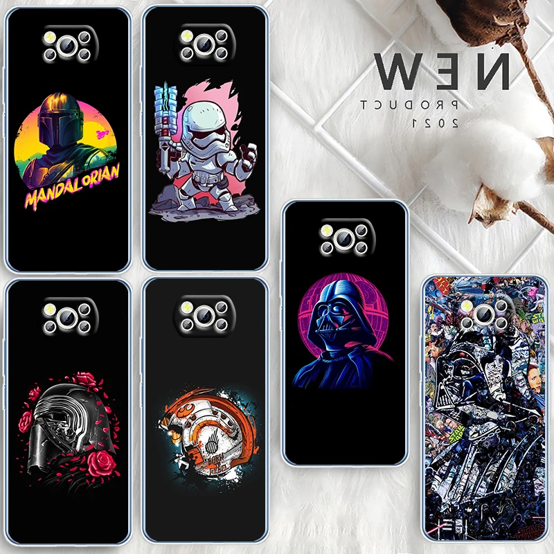 

Star wars Mandalorian For Xiaomi Redmi Note 10S 9 Civi Poco X4 X3 NFC F3 GT M4 M3 M2 X2 F2 Pro C3 5G Transparent Phone Case