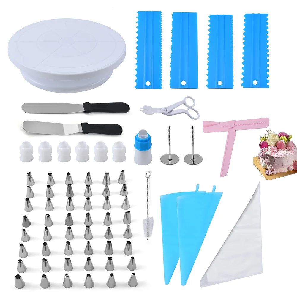 

70 Piece DIY Cake Making Tools Set Multipurpose Kitchen Baster Tools Set Cake Turel Cream Nozzle Scraper Cake Transover
