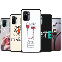 nurse heart and stethoscop phone case for redmi 10 9 9a 9c 9i k20 k30 k40 plus note 10 11 pro soft case silicone