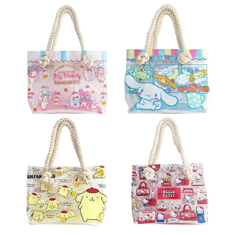

Kawaii Мультфильм Cinnamoroll MyMelody Kuromi LittleTwinStarsPVC прозрачная сумка через плечо пляжная водонепроницаемая сумка для покупок подарок