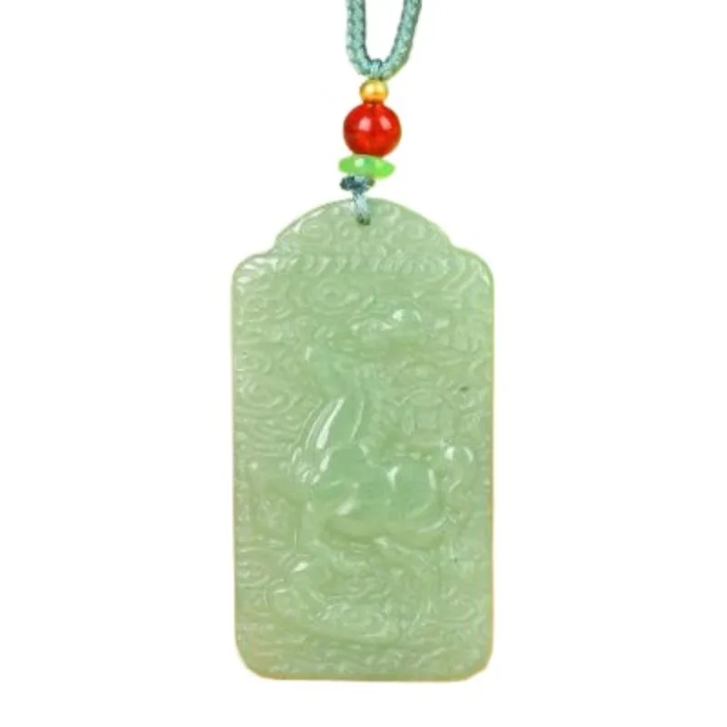 Natural Dongling Jade Zodiac Horse Pendant Male and Female To Success Necklace