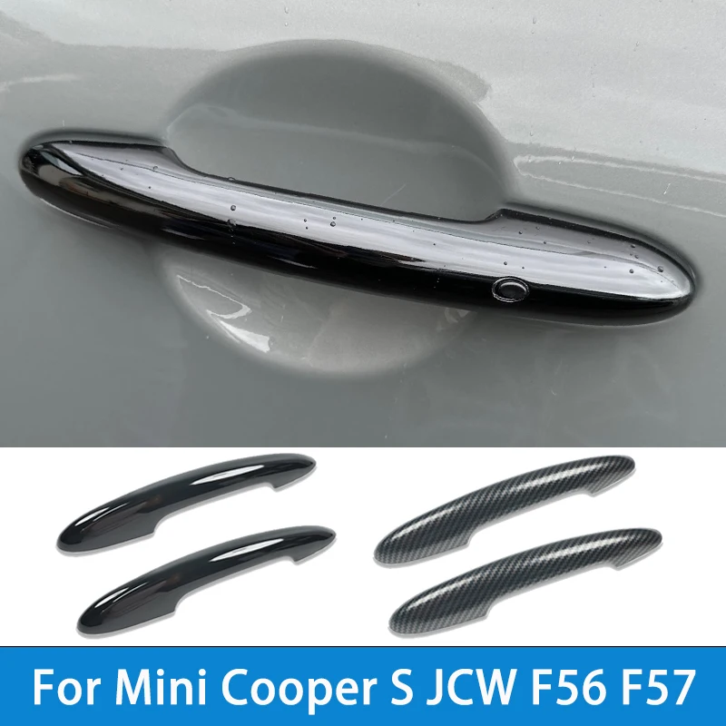 Глянцевые черные наклейки на крышку дверной ручки автомобиля для Mini One Cooper S JCW F56