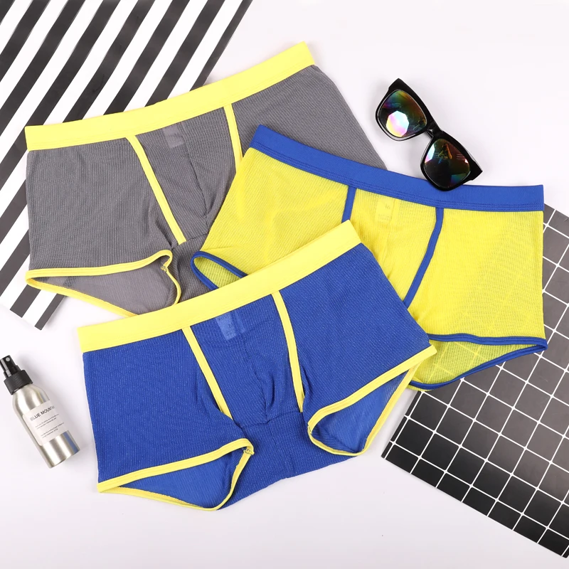 

Мужские боксеры Woxuan в золотистый горошек, удобные дышащие трусы, однотонные полностью прозрачные брюки, сексуальное молодежное нижнее бель...