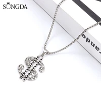 songda new style money dollar sign pendant necklace hip hop rap necklace stainelss steel chain necklaces men choker jewelry gift