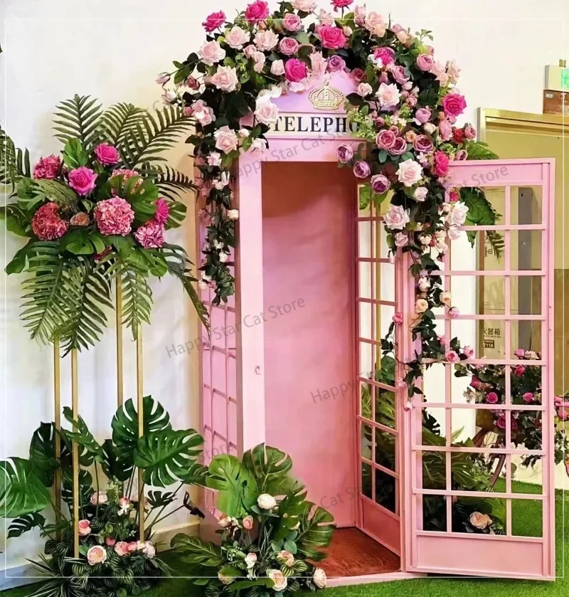 Телефонная будка в стиле ретро Лондонская розовая телефонная декоративный