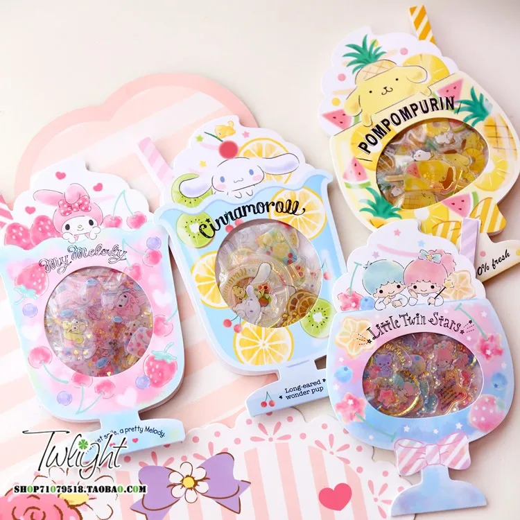 

4 модели маленьких двойных звезд, пудинга, собака, пластиковые Стикеры, аксессуары для кукол, мелодия, коричная черепаха, наклейки для книг, украшение