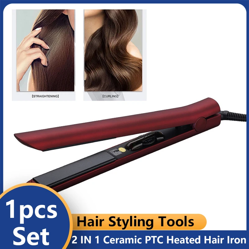 

2 IN 1 Ceramic PTC Heated Hair Iron Professional Hair Straightener Wave Curlers Straightening &amp Curling Hair Styling Tools