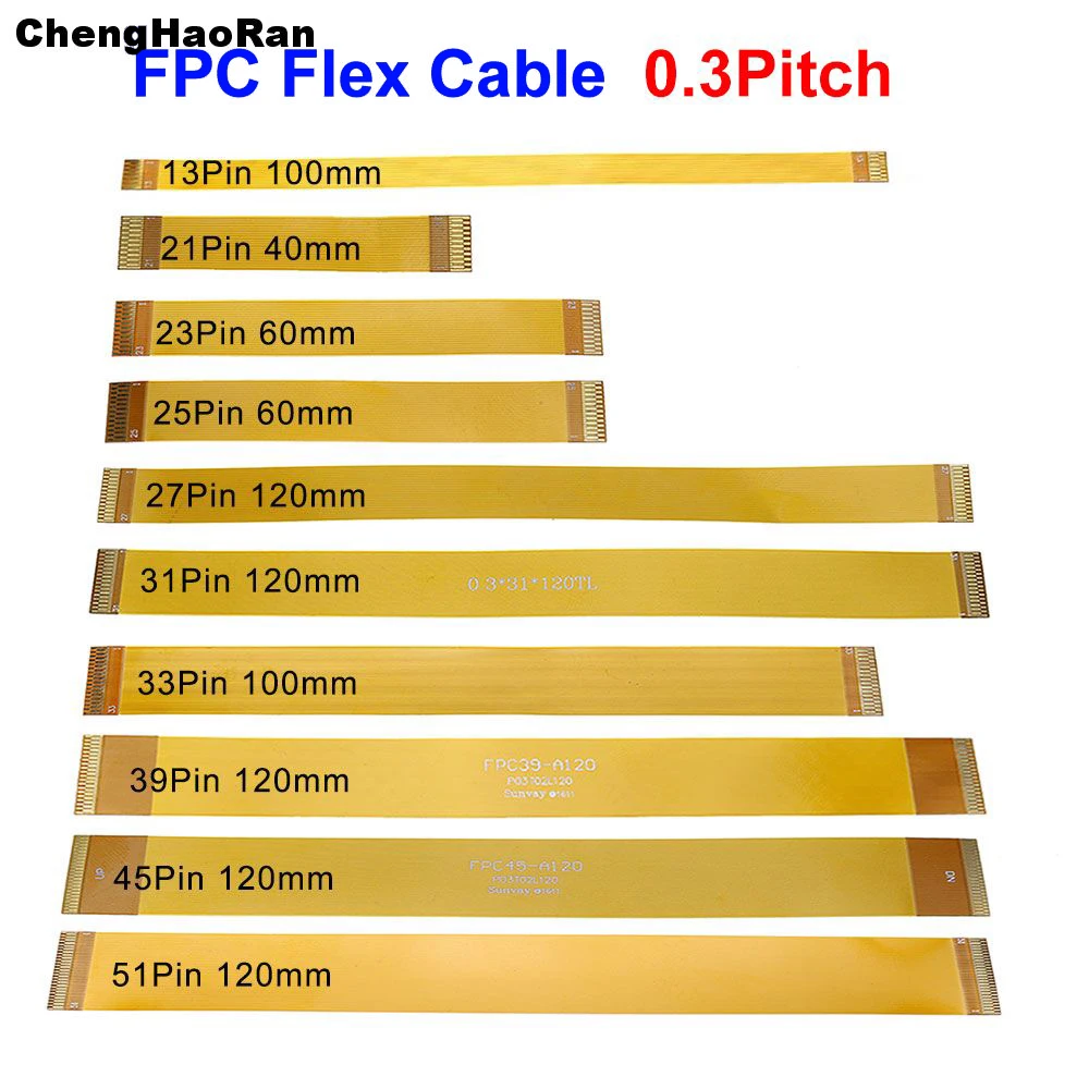 

10pcs 0.3 mm Pitch 13 21 23 25 27 21 33 39 45 51 Pin FFC FPC Flexible Flat Cable Forward Direction FPC Connector cable