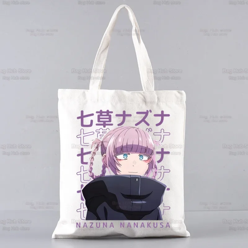 su proszek Nazuna Nanakusa Yofukashi No Uta Canvas Bag Unisex Storage Anime Call Of The Night Handbag Shoulder Tote Bookbag wielokrotnego użytku