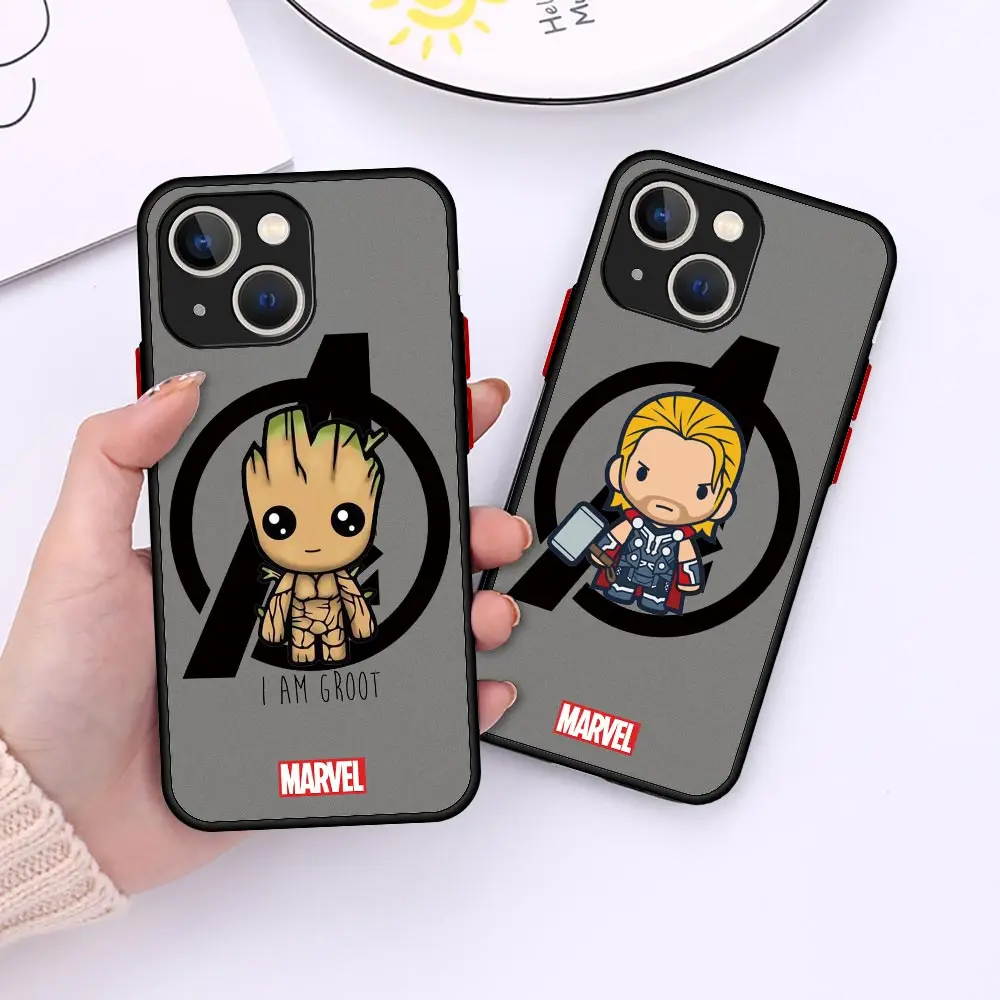 Матовый чехол с логотипом Marvel мстители для iPhone 13 12 11 Pro Max XR XS X 6s 7 8 Plus SE мини-бампер