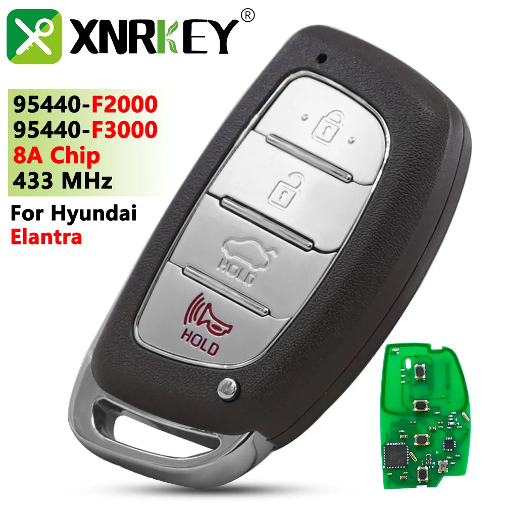 Брелок XRNKEY для Hyundai Elantra 2016 2017 2018 2019 95440-F3000 95440-F2000 FCC: CQOFD00120 БЕСКЛЮЧЕВОЙ пульт