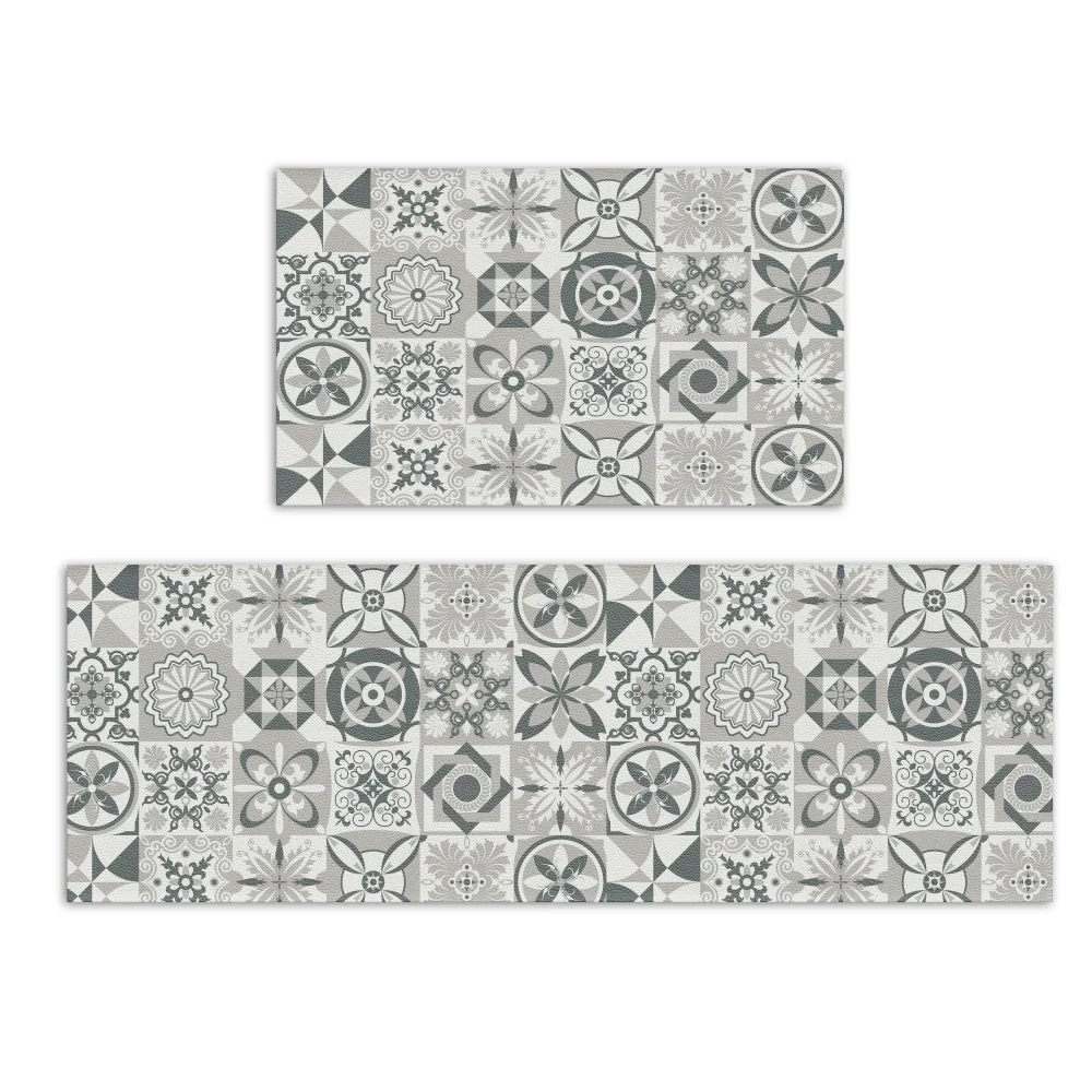 

PVC Kitchen Mat Waterproof Kitchen Floor Carpet Soft Foot Mat Long Hallway Runner Rug Anti Oil PU Leather Mat Home Decor
