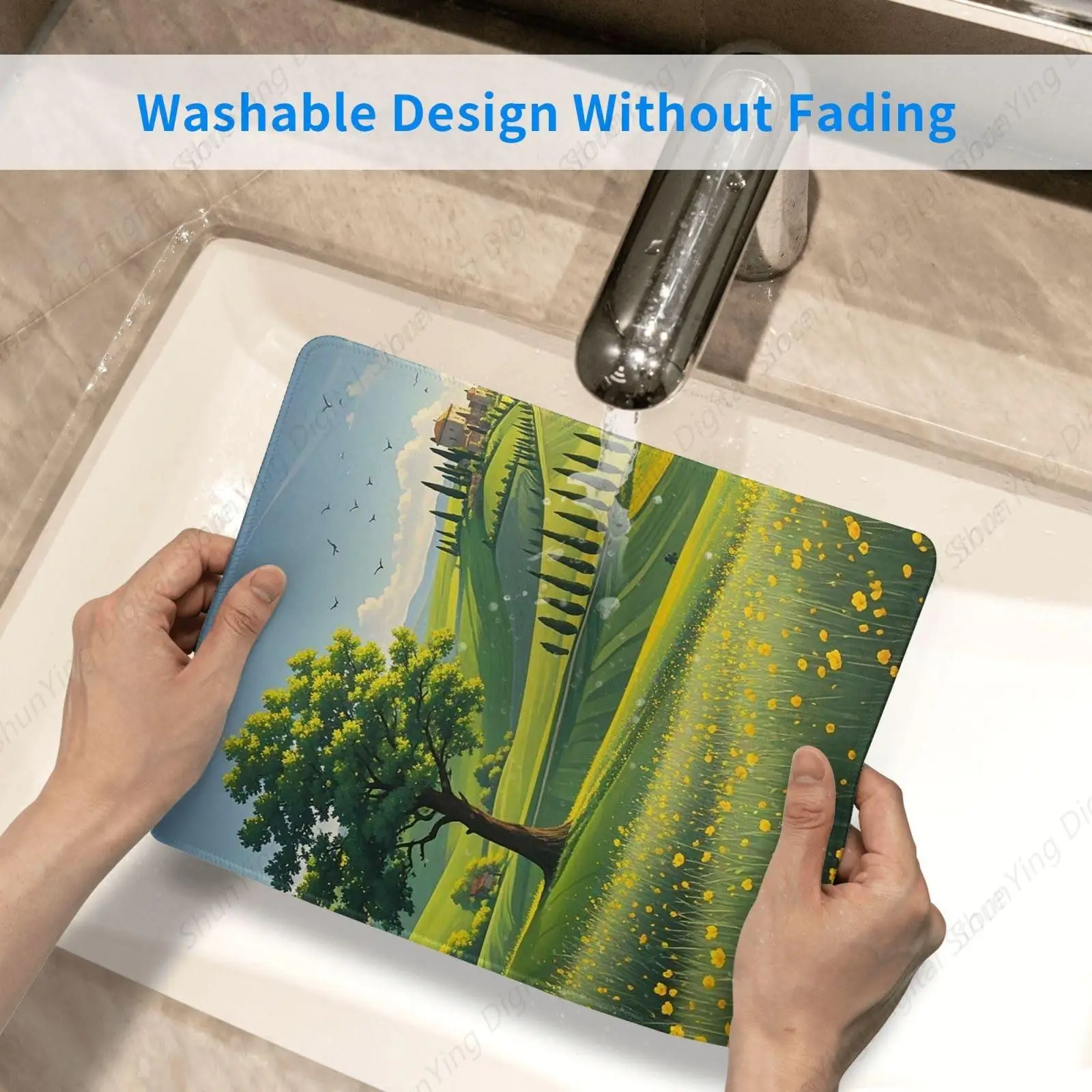 Коврик для мыши с противоскользящим резиновым основанием Тосканский весенний