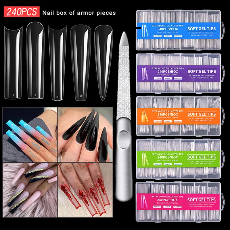 

240 шт./коробка, накладные ногти, акрил, 3XL