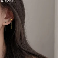 2022 new geometric long tassels ear wire for women fashion temperament wire drawing small black square drop earrings jewelry