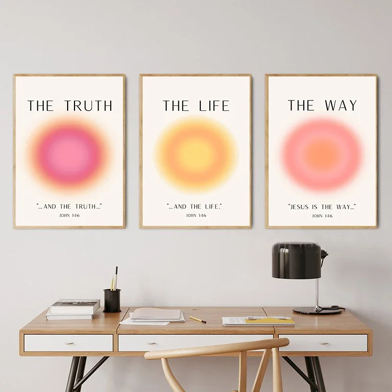 Красочный градиентный гало искусство на стену Ангел Алфавит Эстетическая