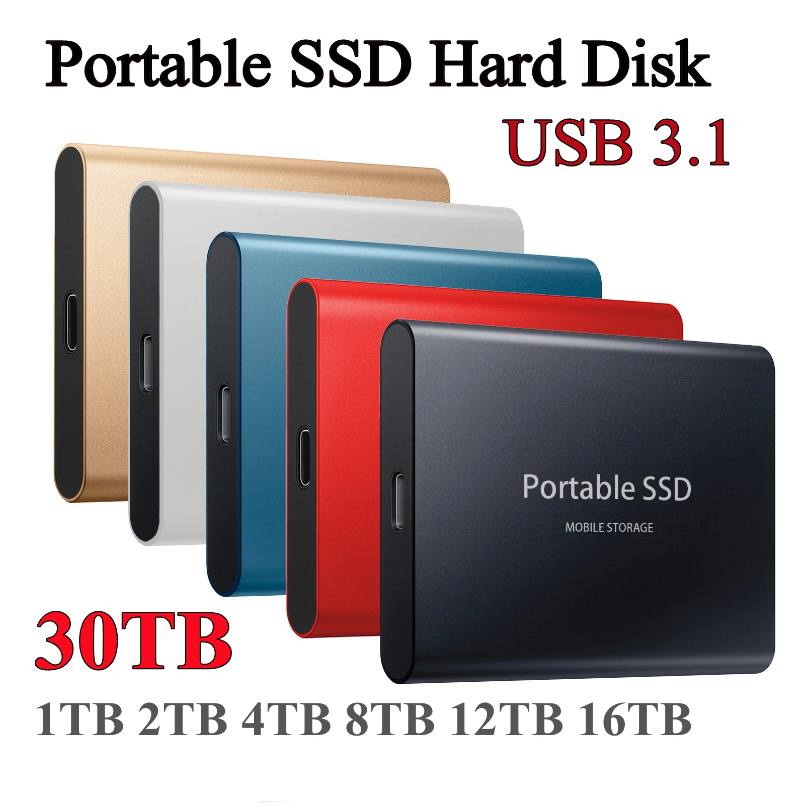 

30TB SSD Portable Original External Hard Drive Solid State Drive for PC Laptop Storage Device USB 3.1 16TB Hard Drive
