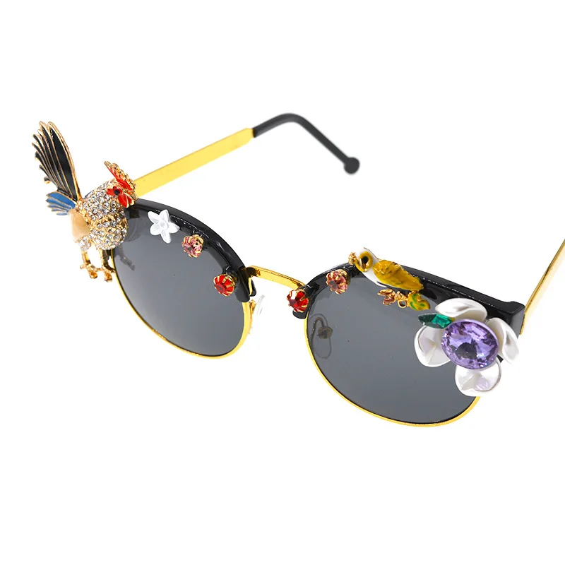 

Baroque Retro Handmade High Quality Sunglasses Women Cat Eye Girls Glasses Golden Chicken Ladies Sun Glasses for Party Gifts