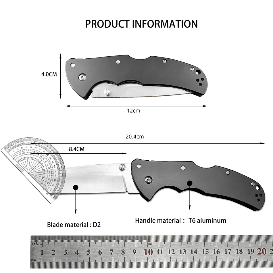 Складной нож Tanto Blade D2 T6 карманный с алюминиевой ручкой открытый EDC выживания