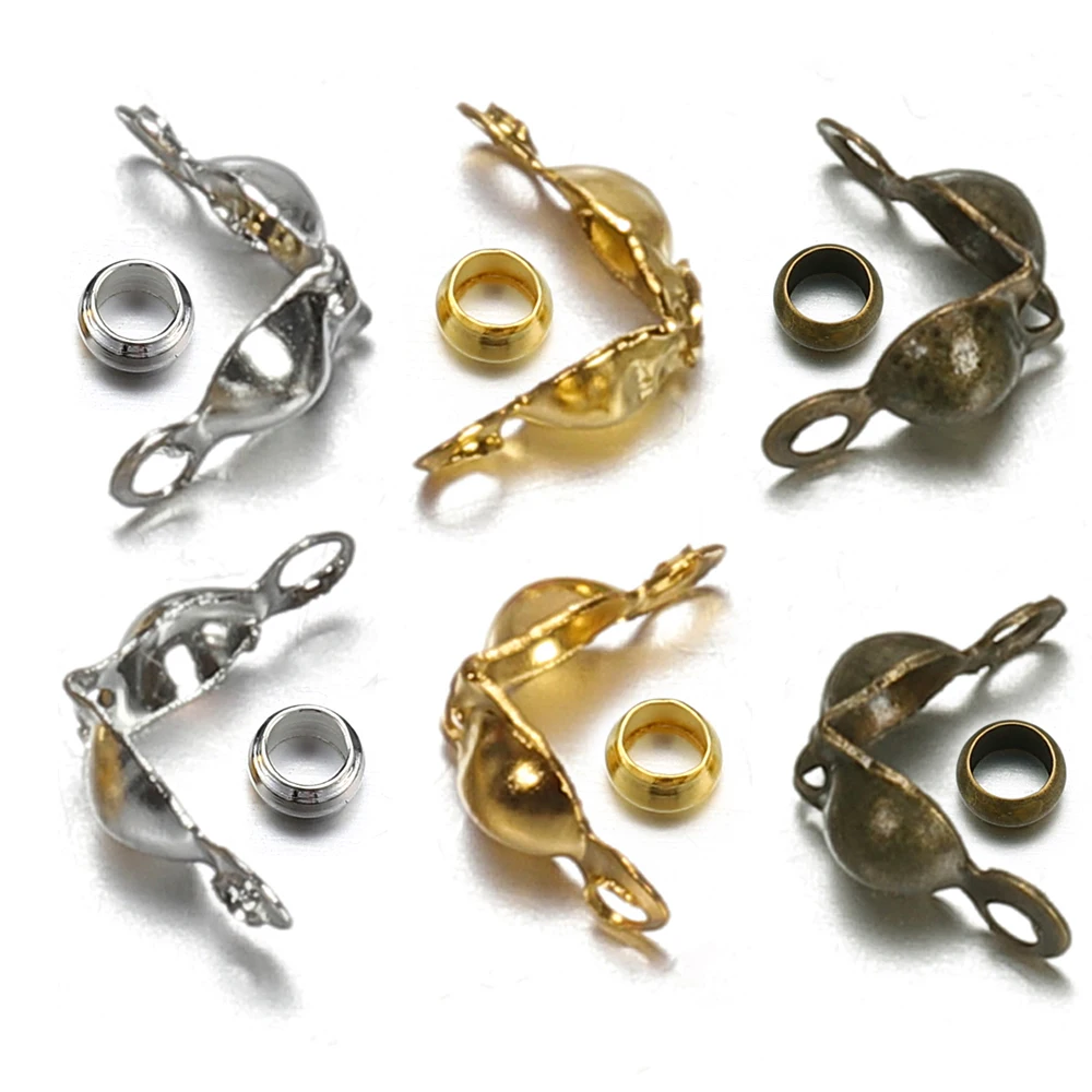 

700pcs Crimp End Beads and Clasp Fastener Gold Cap Connector for Bracelet Necklace Chains DIY Jewelry Making Kit Set Wholesale