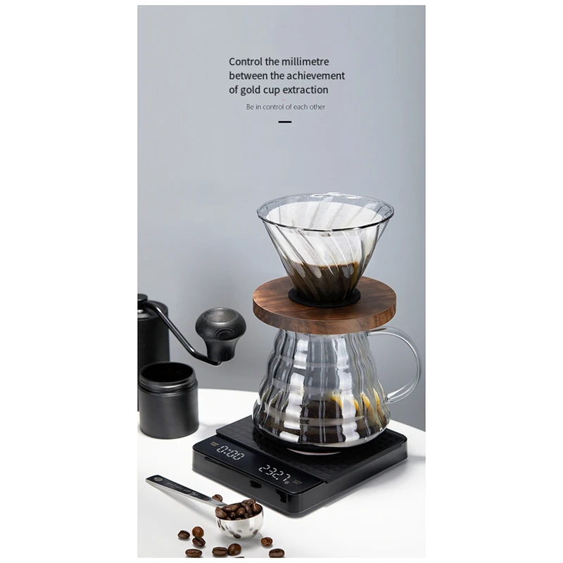 

Weighing 0.1G Coffee Scale With Timer Digital Kitchen Scale With Back-Lit LCD Display