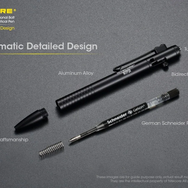 Тактическая ручка Nitecore NTP31 для самообороны, разбивания стекла и ежедневного письма, из алюминиевого сплава, с двусторонним болтовым механизмом. (art.: 3920d9aa489da) - 3920d9aa489da