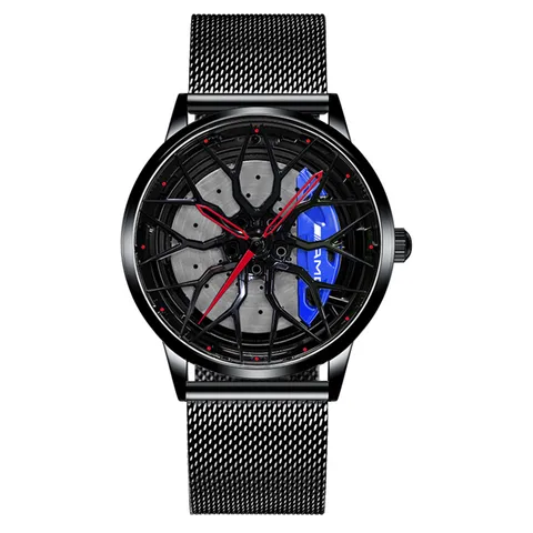Часы наручные AMG мужские спортивные, роскошные модные брендовые водонепроницаемые Модные с 3D циферблатом и колесами для мужчин