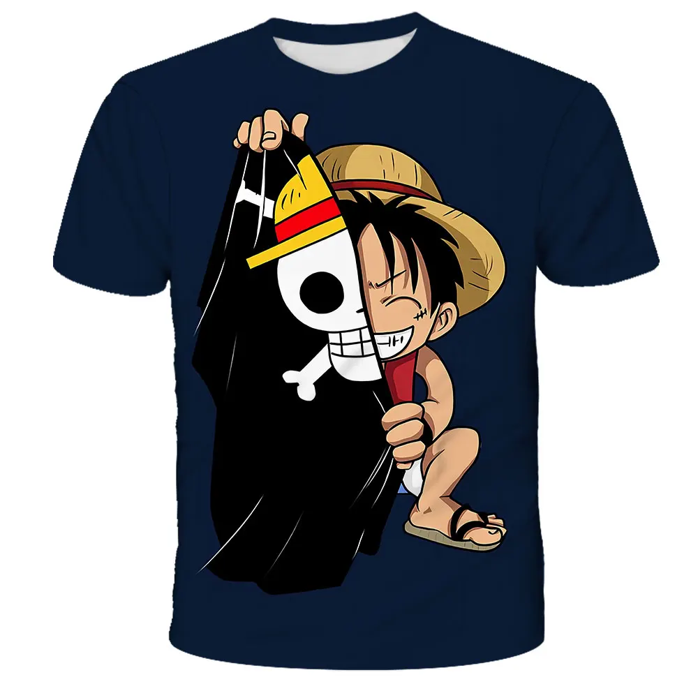 Фото Модная детская футболка в стиле аниме One Piece Luffy, одежда для мальчиков, детская футболка для мальчиков, детская футболка, летние топы с короткими рукавами, футболки №3