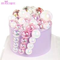 15 20pcs biling colourful bubble balls cake toppers clear ball happy birthday cake decoration wedding bride dessert baking decor