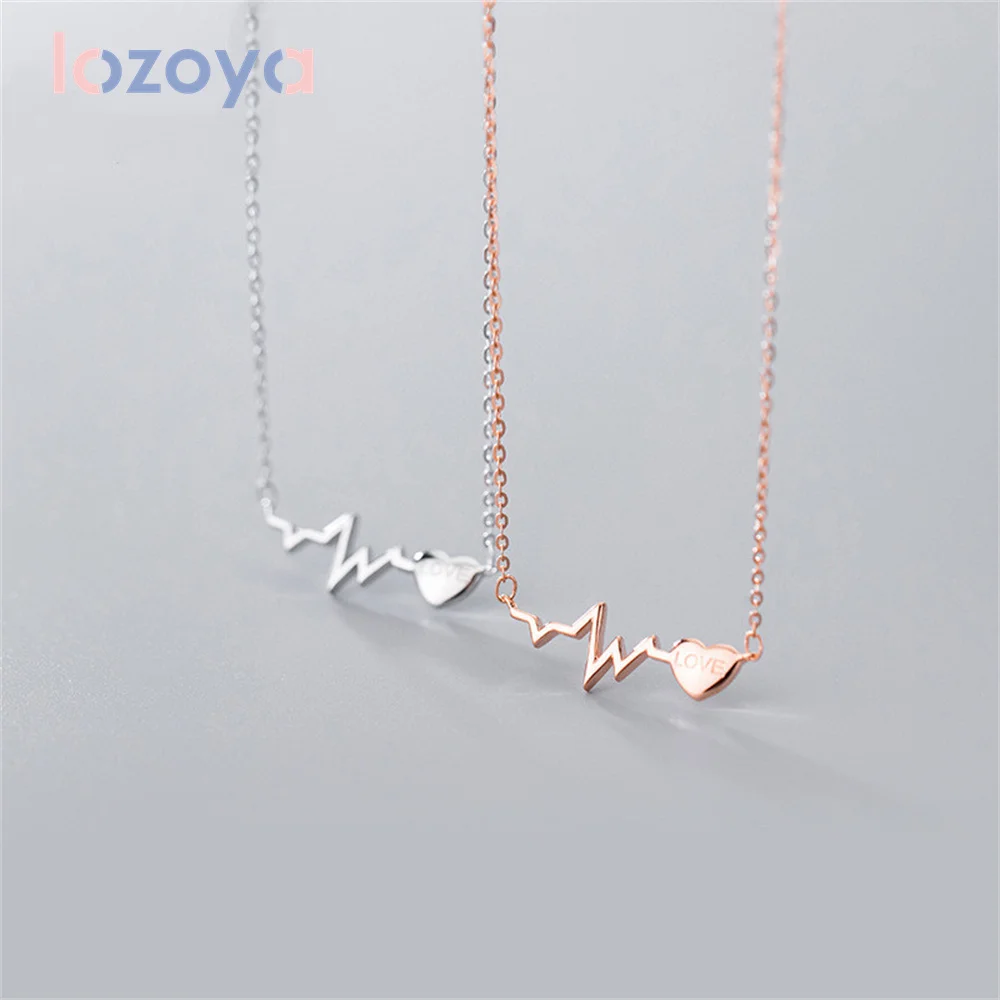 

Lozoya Women's 925 Sterling Silver Necklace Heart Lightning Clavicle Chain Temperament CZ Pendant Luxury Jewelry Wedding Gift