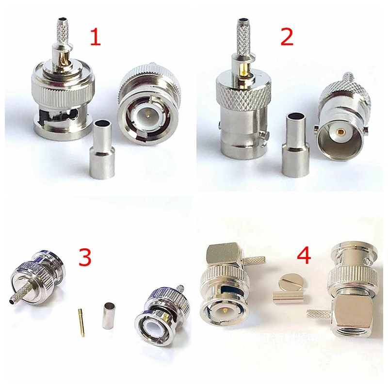 

2Pcs/lot Q9 BNC Male Plug Female Jack Straight Connector Right Angle&With Nut&Washer Crimp for RG174 RG316 RG179 Cable Connector