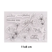thank you flowers clear stamps for diy scrapbooking crafts stencil fairy plants rubber stamps card make photo album decor