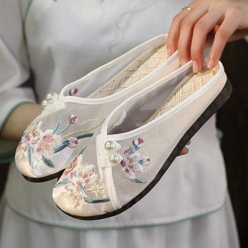 Размер 35-42 летние новые туфли Hanfu женские на плоской подошве ткань в стиле старого