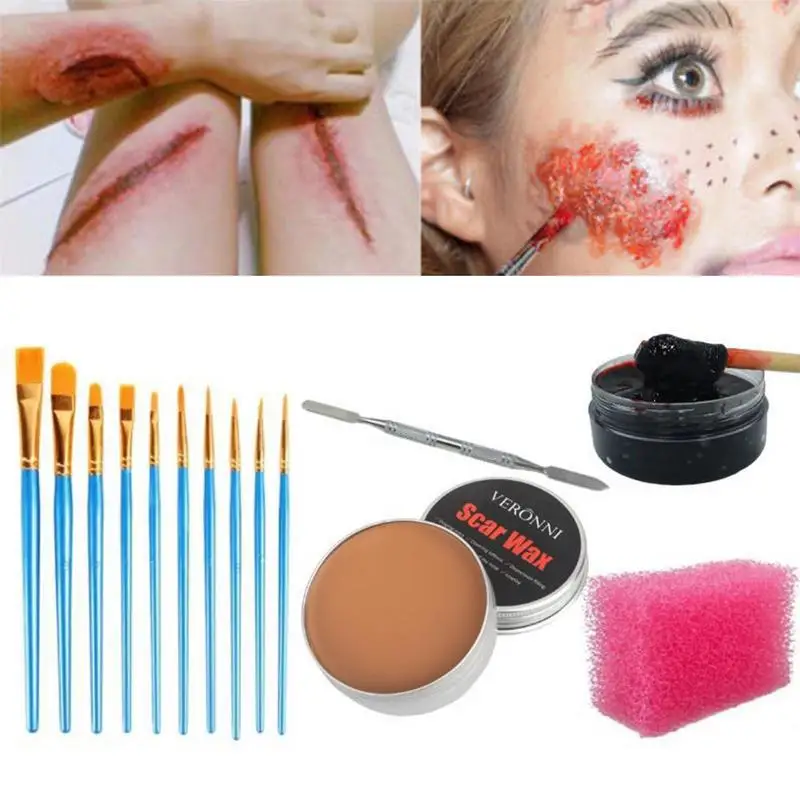 

SFX набор для макияжа, профессиональный комплект для макияжа для Хэллоуина, профессиональный комплект для Хэллоуина, краска для лица и тела, искусственная кожа